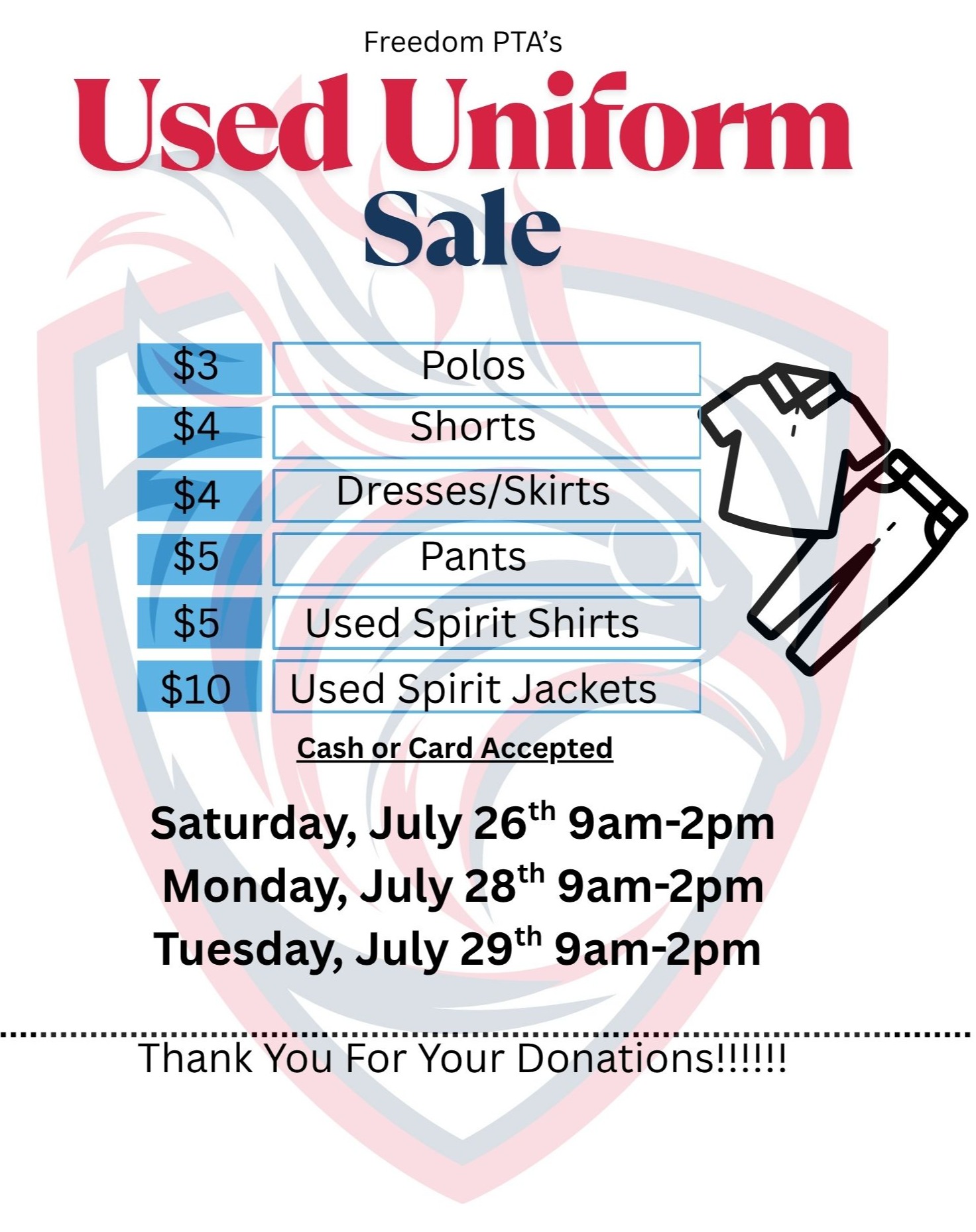 FTA PTA Used Uniform Sale